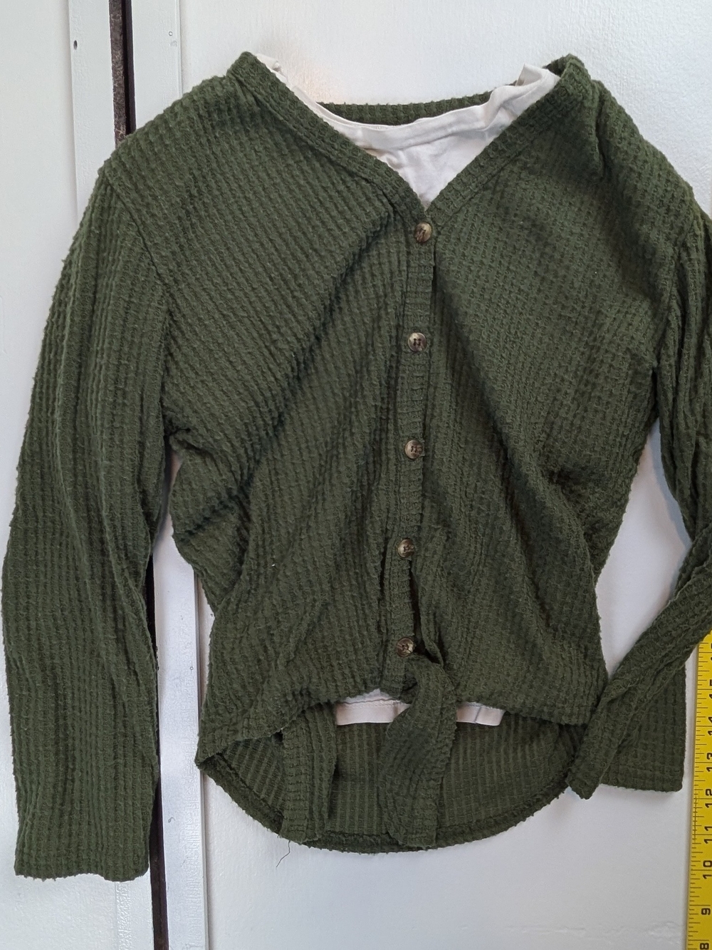 wild fable Olive Green Waffle Button-Front Top w/ White Tee